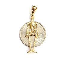 Load image into Gallery viewer, 14k yellow Gold Skeleton Skull mummy Bone Pendant charm Gift fine jewelry 2.9g
