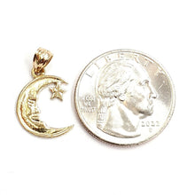 Load image into Gallery viewer, New 14k yellow gold moon and star pendant charm astronomy gift fine jewelry 1.1g
