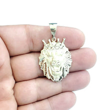 Load image into Gallery viewer, New 14k yellow Gold lion head face with crown Leo zodiac fine Pendant charm 7.1g
