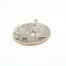 Load image into Gallery viewer, New 14k white Gold 0.16Ct Round Diamond snake stud Earrings Push Back fine gift