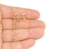 Load image into Gallery viewer, 14k yellow Gold 0.22Ct Round Diamond square stud Earrings Push Back Fastening