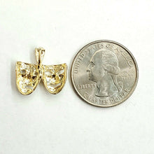 Load image into Gallery viewer, 14k yellow gold happy & sad face theater act mask pendant fine jewelry 2.1g