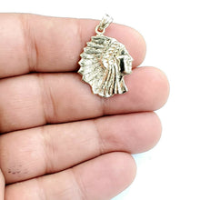 Load image into Gallery viewer, New 14k solid yellow Gold Indian Chief face head Pendant fine jewelry 3.6g
