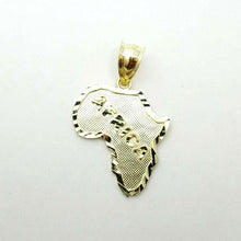 Load image into Gallery viewer, 10k yellow gold Africa continent outline map pendant charm fine gift unisex 1.7g