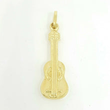 Load image into Gallery viewer, New 14k yellow Gold hollow guitar music Pendant charm 3D fine gift jewelry 1.4g