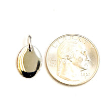 Load image into Gallery viewer, 14k white Gold solid tiny oval name tag engravable Pendant charm shiny gift 1.6g