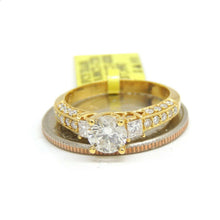 Load image into Gallery viewer, 1.39Ct Natural Diamond 18k yellow Gold women Wedding Engagement Ring Size 6.75