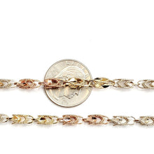 Load image into Gallery viewer, 14K multi color gold Turkish chain 4.5mm Necklace gift fine jewelry 24" 27.1g