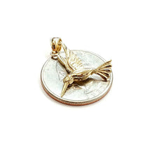 Load image into Gallery viewer, New 14k yellow Gold solid 3D Hummingbird Pendant charm gift fine jewelry 2g