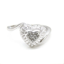 Load image into Gallery viewer, 0.14Ct Natural Diamond In 14k white Gold Women's heart Ring fine gift Size 6.75