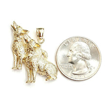 Load image into Gallery viewer, 14k yellow Gold howling wolf pack body animal Pendant charm fine jewelry 6.7g
