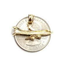 Load image into Gallery viewer, New 14k yellow Gold solid Airplane Aviation pendant charm gift fine jewelry 1.8g