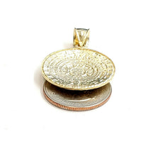 Load image into Gallery viewer, 10k yellow Gold solid Aztec Mayan sun calendar Azteca pendant gift 1.06" 5.5g