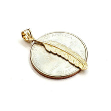 Load image into Gallery viewer, New 14k Yellow Gold solid feather Pendant Unisex gift fine jewelry 1.1g