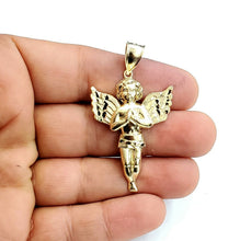 Load image into Gallery viewer, New 10k yellow Gold full body angel diamond cut Pendant charm fine jewelry 4.9g