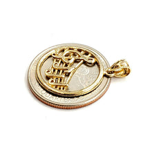 Load image into Gallery viewer, New 14k solid yellow Gold round music sign note Pendant fine jewelry gift 2g