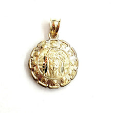 Load image into Gallery viewer, New 10k yellow gold hollow two sided Jesus & virgin Guadalupe pendant 0.69" 2.3g