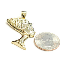 Load image into Gallery viewer, 10k yellow solid Gold Egyptian Nefertiti head queen Pendant fine jewelry 4.8g