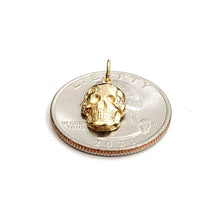Load image into Gallery viewer, New 14k yellow Gold tiny Skull mummy dead Bone Pendant Gift fine jewelry 1.3g