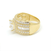 Load image into Gallery viewer, 14k yellow Gold woman wide engagement ring princess cut cubic zirconia size 7