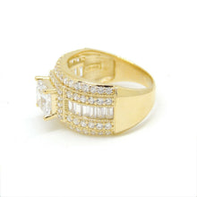 Load image into Gallery viewer, 14k yellow Gold woman wide engagement ring princess cut cubic zirconia size 7