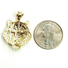 Load image into Gallery viewer, 14k yellow solid Gold tiger male head face Pendant diamond cut fine jewelry 3.7g
