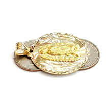 Load image into Gallery viewer, 14k yellow gold round virgin Mary Guadalupe religious pendant diamond cut 7.4g