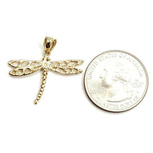 Load image into Gallery viewer, New 14k yellow gold dragonfly Pendant charm gift fine jewelry 1.8g