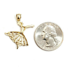 Load image into Gallery viewer, New 14k yellow Gold Solid ballerina dancer Pendant charm gift fine jewelry 2.2g