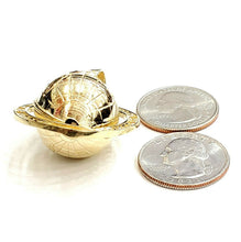 Load image into Gallery viewer, New 10k yellow gold 3D Spinning round globe planet earth world map pendant 15.8g