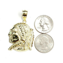 Load image into Gallery viewer, New 10k solid yellow Gold Chief face head Pendant diamond cut fine jewelry 9.2g
