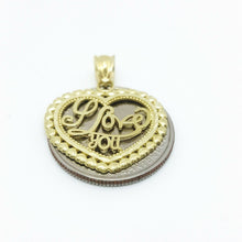 Load image into Gallery viewer, New 10k yellow Gold heart i love you Pendant charm fine women gift jewelry 2.2g