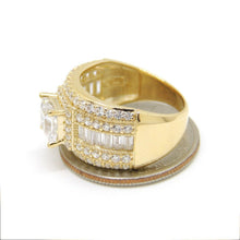 Load image into Gallery viewer, 14k yellow Gold woman wide engagement ring princess cut cubic zirconia size 7