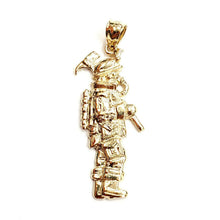 Load image into Gallery viewer, 14k yellow Gold fireman firewoman firefighter Pendant charm fine jewelry 3.4g