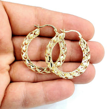 Load image into Gallery viewer, New 10K yellow Gold 1.29" 4mm Turkish hoop Earrings Round fine jewelry 4.9g