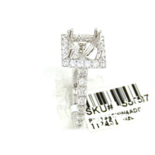 Load image into Gallery viewer, 1.14Ct Natural Diamond 14k White Gold Semi Mount halo Ring square center sz 6.5