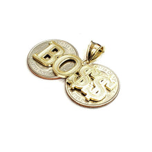 Load image into Gallery viewer, New 10k yellow Gold Boss dollar sign word Pendant charm fine gift jewelry 4.2g