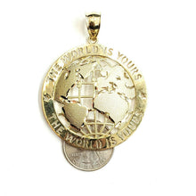 Load image into Gallery viewer, 10k yellow gold round globe planet earth world map pendant fine gift 1.94" 10.4g