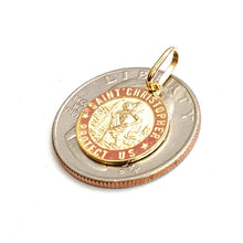 Load image into Gallery viewer, 14k solid yellow Gold round saint Christopher Pendant religious gift 0.60" 2.1g