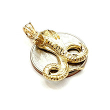 Load image into Gallery viewer, 14k yellow gold cobra snake reptile Pendant charm diamond cut fine jewelry 4.5g