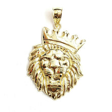 Load image into Gallery viewer, 10k yellow Gold lion head face crown Leo zodiac Pendant charm fine jewelry 12.3g