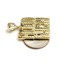 Load image into Gallery viewer, New 10k yellow Gold Hood Rich word Pendant charm diamond cut fine jewelry 7.2g