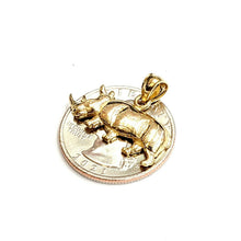Load image into Gallery viewer, New 14k yellow Gold Rhinoceros Full body animal Pendant charm fine jewelry 3.3g
