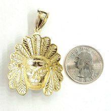 Load image into Gallery viewer, New 10k yellow solid Gold Indian face head Pendant fine gift jewelry 1.50" 7.8g