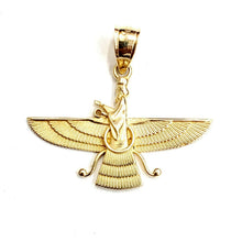 Load image into Gallery viewer, 14k yellow gold Farvahar Faravahar Persian Ahoura Mazda Zoroastrian pendant 2.2g
