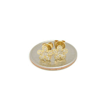 Load image into Gallery viewer, 14k yellow Gold 0.16Ct Round Diamond flower stud Earrings Push Back Fastening
