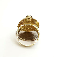 Load image into Gallery viewer, 10k yellow gold lion head zodiac Leo men's Ring diamond cut fine jewelry Size 9