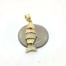 Load image into Gallery viewer, 14k tri color Gold Pisces movable fish zodiac Pendant charm gift jewelry 2.1g