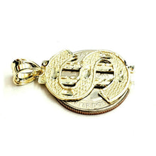 Load image into Gallery viewer, New 10k yellow gold dollar sign diamond cut unisex lucky pendant charm gift 2.3g