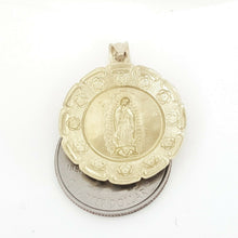 Load image into Gallery viewer, 10k yellow gold round virgin Guadalupe Pendant fine religious jewelry 1.04" 2.1g